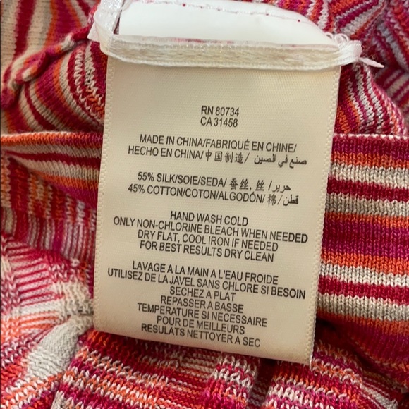 BCBGMaxAzria Shift Silk Dolman Sleeves Knit blouse Pink Cream Size M - Picture 9 of 11